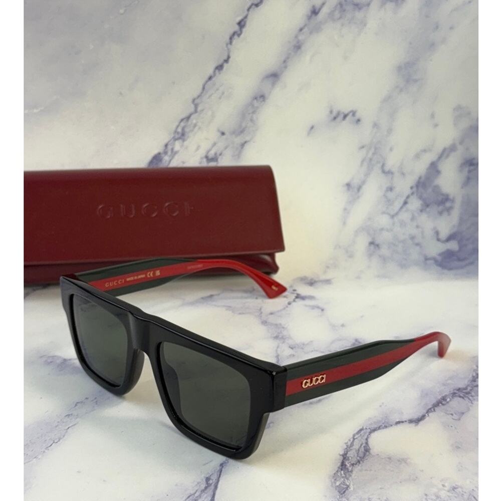 NEW Gucci GG1868S Unisex Black Squared Sunglasses $475
